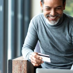 man spending money