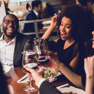 couple dining out with friends